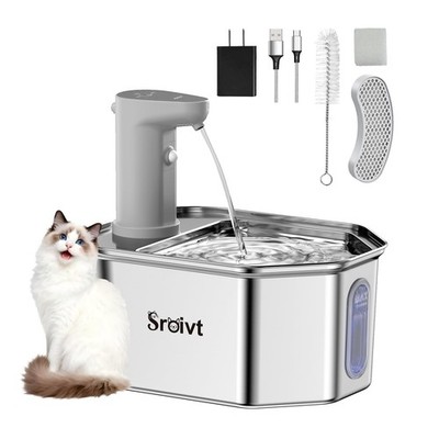 Best Cordless Cat Water Fountain Stainless Steel - for Cats Wireless Pet Motion