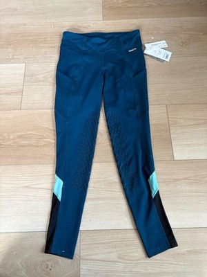 Kerrits Women's Small S Flow Rise Tights Silicone Knee Patch Teal Blue