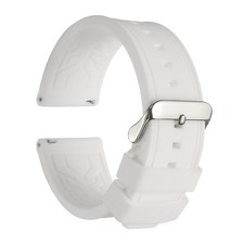 Silicone Watch Bands 24mm Soft Watch Bands with Silver Buckle, White