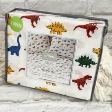Urban Domain Twin Size Dinosaurs Sheet Set 3pc White Blue Red Yellow Dino Kids