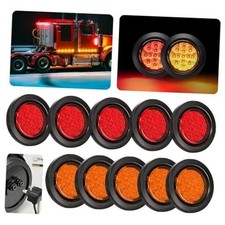 10Pcs 2.5" Round 13 LED Side Marker Clearance Lights 5 Amber  5 Red Lights
