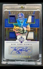 2019 Panini Majestic Tiki Barber Capstones Quad Patch Holo Gold Auto #/5 Giants