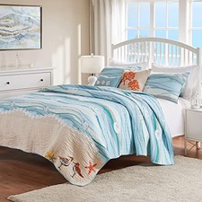 Greenland Home Maui Embroidered Coastal King/California King 5 Piece Blue