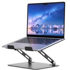 Black Laptop Stand, Portable, Adjustable, Ergonomic, Metal Riser, 10-15.6