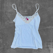 SO Womens White Lace Trim Camisole Tank Top
