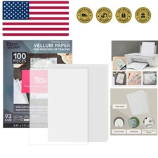 Vellum Paper - 8.5 x 11 in, 100 Sheets White Translucent - Translucent & Tran...