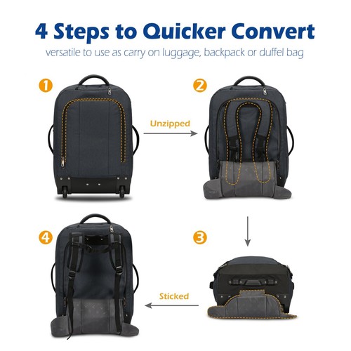 Hynes Eagle Handgepäck Rollen 2 in 1 Rucksack mit Packwürfeln 3-teiliges Set - Bild 15 von 21