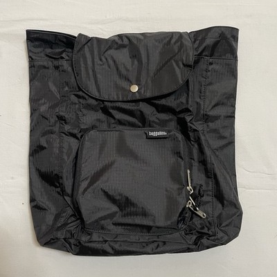 Baggallini Cinch Backpack Black Nylon Flap Snap Drawstring Adjustable Medium