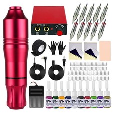 Tattoo Gun Kit for Beginners, Rotary Pen with Power Supply, Professional Ink ...