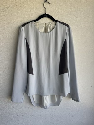 rag & bone Light Gray Long Sleeve Blouse with Dark Gray Contrast Panels size S