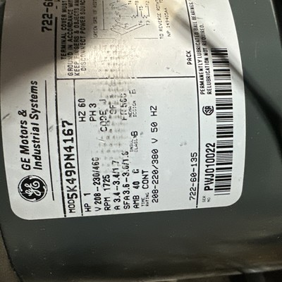 #ad GE 5K49PN4167 Industrial Motor w Vacuum Pump Assembly – 1HP 3 Phase 208 460V $349.99