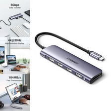 USB C Hub 6 in 1 4K HDMI 3 USB 3.0 SD TF Card Reader 5Gbps Aluminum Adapter for