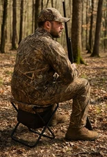 Mossy Oak Folding Field Hunting Stool with Storage Bag Shadow Grass Blades Camo