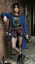 I JOAH WOMENS PLAID VINTAGE 1990’S GRUNGE L/S DRESS BLUE FALL AUTUMN M MEDIUM