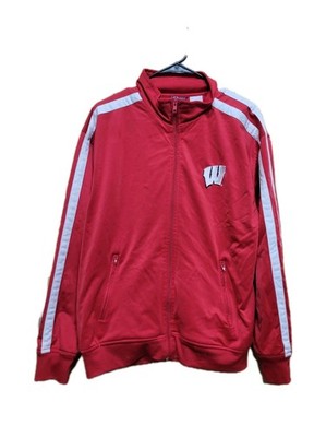 Wisconsin Badger Soccer Track Jacket Mens Large Red 