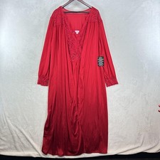 Amoureuse Robe Gown Set Womens 3X Red Lace Trim Long Sleeve Chemise Sleepwear