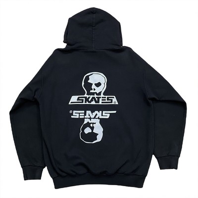 Vintage Skull Skates Mirror Logo Skater Hoodie Men