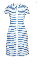 Alice + Olivia Blue White Striped Button Down Dress 4 Excellent