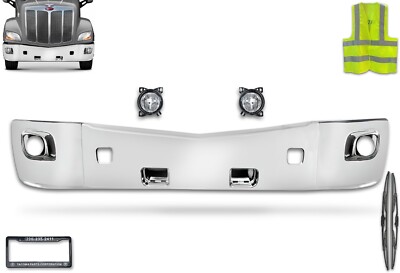 Chrome PLASTIC Bumper Center & Corners w/ Fog Light Hole Peterbilt