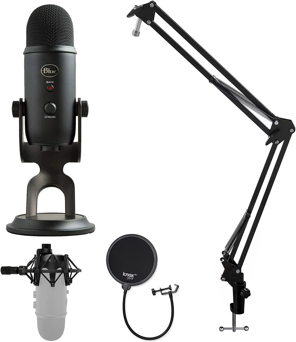 Blue Microphone Yeti USB Microphone with Knox Shock Mount, Stand and Pop  Filter 