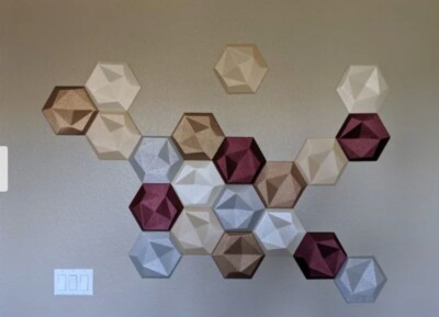 Art3d Wall panels Faux Leather Tiles 3D  Hexagonal Mosaic (20 Pack) Decor 