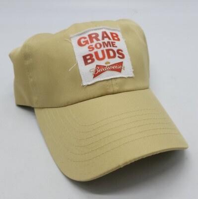 Budweiser ''Grab Some Buds'' Beer Khaki Color Adult Size Hat Brand New Unworn OSFA