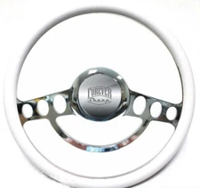 Hot Rod Street Rod Rat Rod Billet & White Steering Wheel 4 Flaming River Column