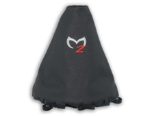 SCHALTMENSCHETTE FÜR MAZDA 2 2007-2009 SCHALTSACK LEDER STICKEREI NAHT ROT