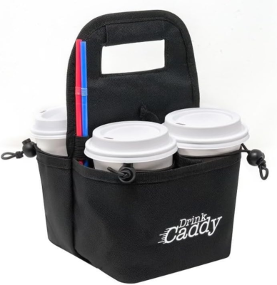 Portable Drink Carrier and Reusable Coffee Cup Holder - 4 Cup Collapsible  Tote