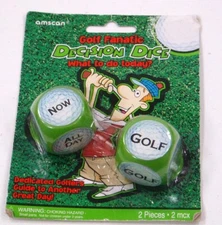 Vintage New Amscan Golf Fanatic Decision Dice Gag Fun Gift Fathers Day