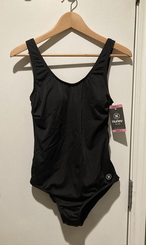 Hurley Black Ribbed UPF 50+ Bathing Suit Swimsuit Women's Small BRAND NEW!