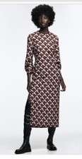 ZARA PRINTED MIDI DRESS MULTICOLOR SZ M NEW