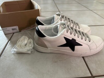 Steve Madden Rezume Sneaker White Black Star Leather