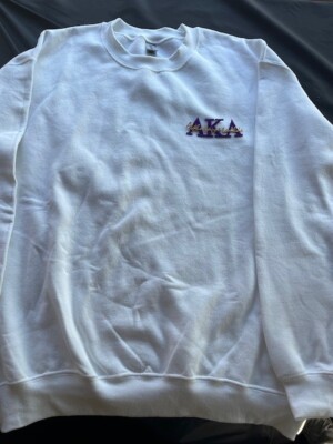 Alpha Kappa Lambda White Crewneck w/Embroidered Letters sz Large