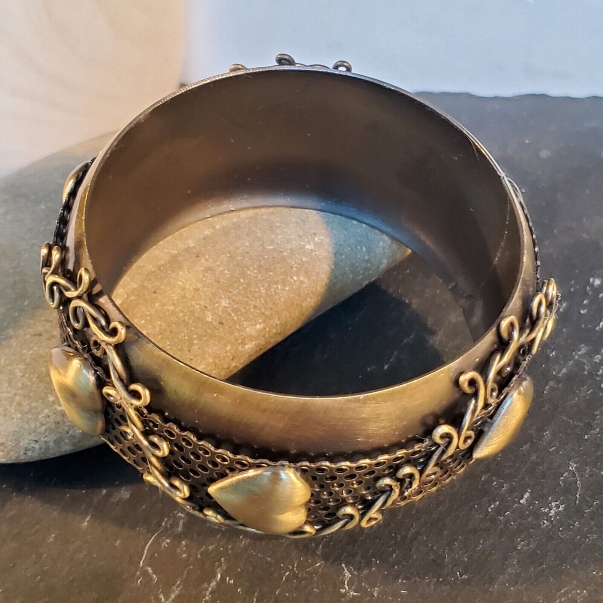 Vintage Y2K 90s Victorian Grunge Steampunk Bronze Hearts
