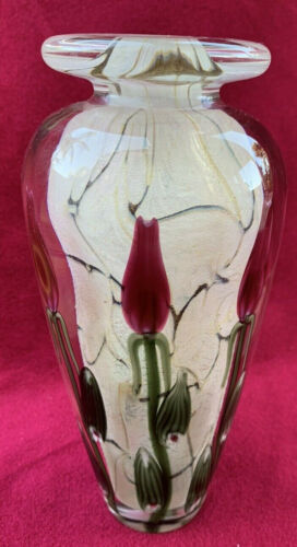 Vandermark Vase with Roses, Signed Merritt & Smarr LIMITED EDITION 10/250 6.75" - Afbeelding 1 van 12