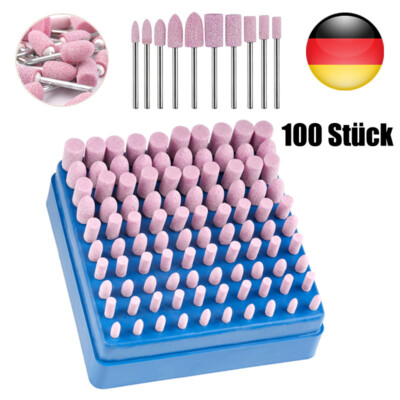 100x 4mm-10mm Schleifstift Schleifsteine Set 3mm Schaft für Dremel Bohrmaschine