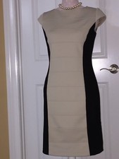 Women's Cap Sleeve Color Block Knit Sheath Dress - STUDIO ONE Sz 6