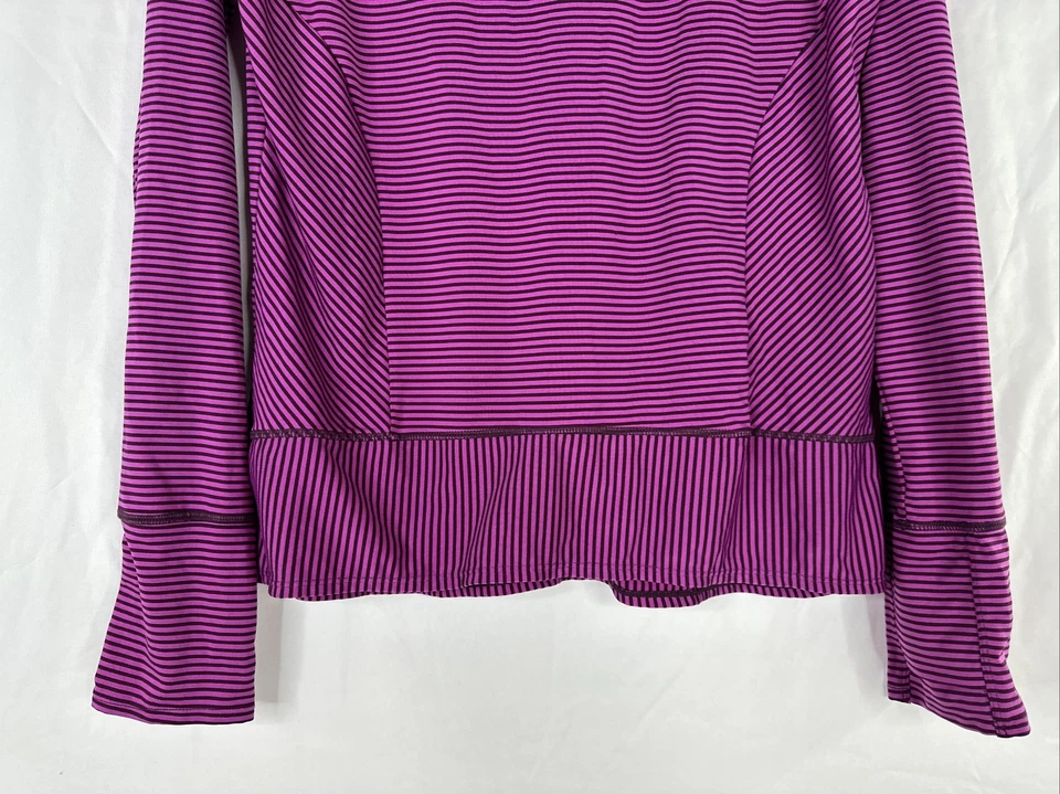 Прана насмешливый шеи свитер женщин размер M фиолетовый черный в полоску длинным рукавом Athletic - Изображение 3 из 4
