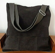 Large brown suede shoulder bag tote