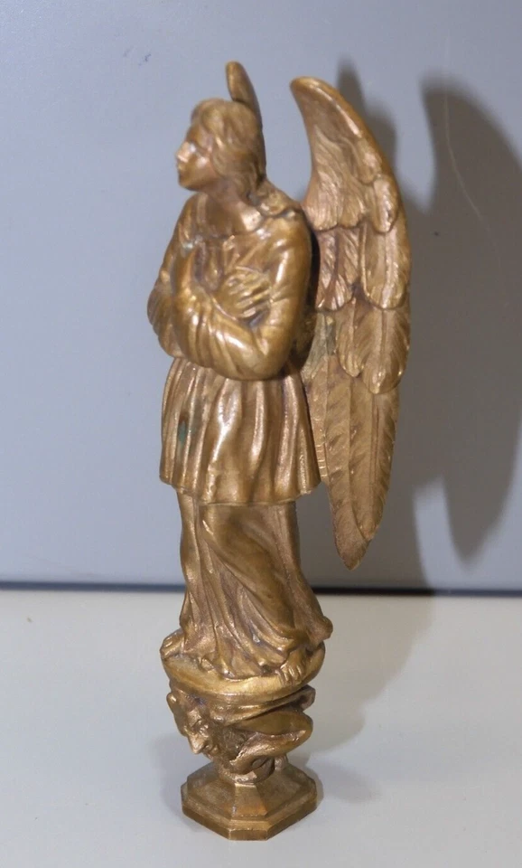 -ANCIEN SUJET STATUETTE SCEAU BRONZE MICHEL ANGE TERRASSANT LE DRAGON D - Photo 3/4