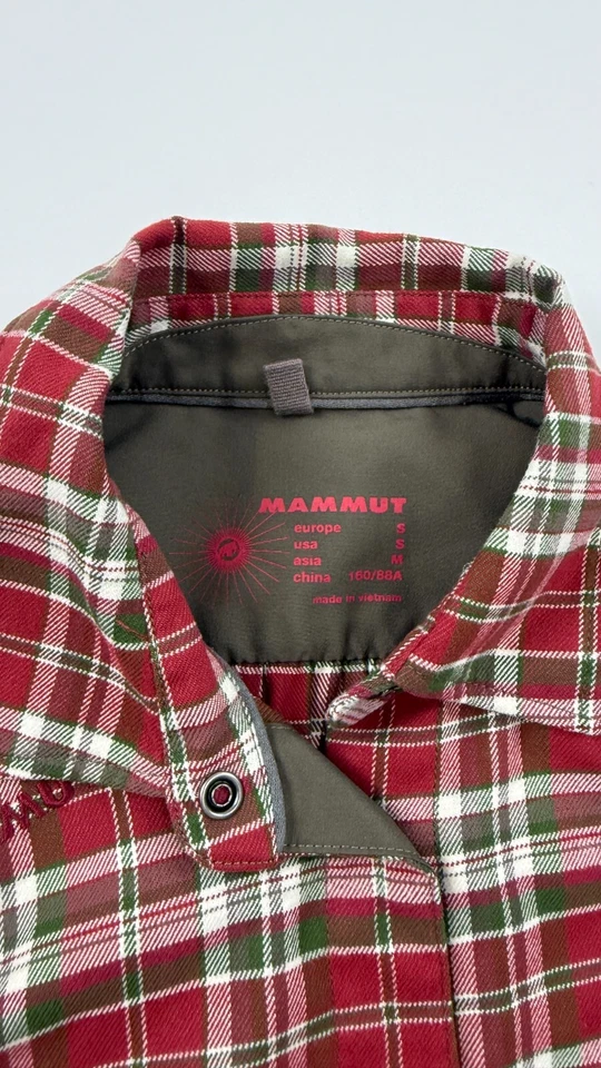 Mammut 衬衫女式小号彩色马德拉斯格子胸袋领纽扣前襟 — 第 3/4 张图片