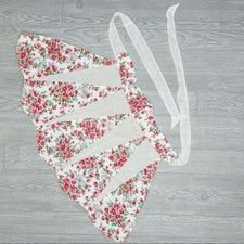 Vintage 1960s hostess apron floral triangle sheer skirt collectible kitchen