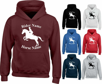 Personalisierter Hoodie Reiten Springen Cob Pony Reiter Erwachsene Kinder Hoody Top