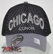 NEW MESH US CHICAGO ILLINOIS STATE BALL CAP HAT GRAY