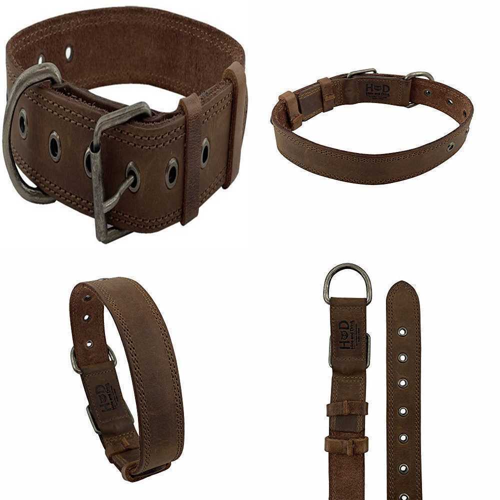 Collar de cuero rústico para perros de tamaño (12 a 21 pulg.) Marrón a mano | eBay