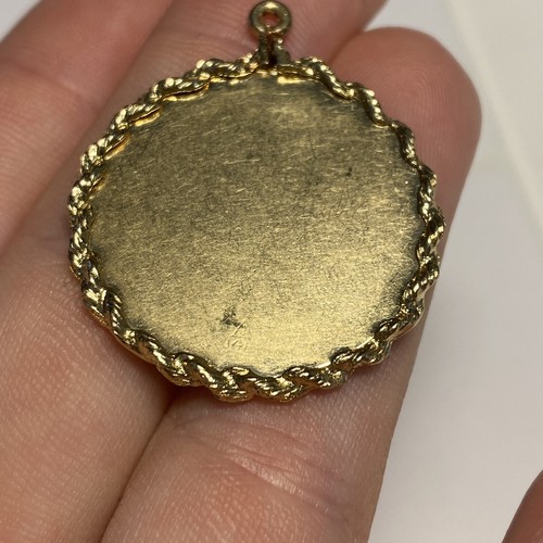 14K Yellow Gold Anniversary Pendant, " Happy Anniversary" 5.1 Grams 1" Red Stone - Picture 4 of 5