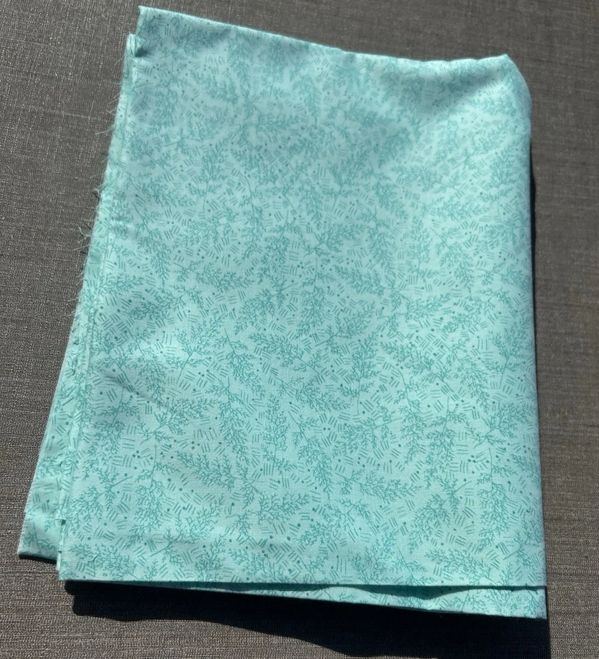 Virginia Robertsons Fabrics Fabri-Quilt Inc Patt Aqua Blue Botanical Pattern VTG - Image 3 of 4