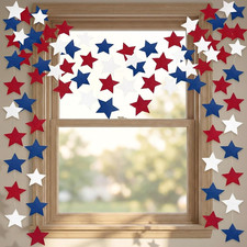 4Th of July Decorations - Patriotic Star Garland  Red White Blue Streamers Bann
