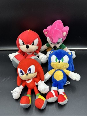 Lot of 4 Sonic the Hedgehog Plush Toys Sonic Knuckles Amy Rose Plushies